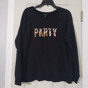 Torrid Party Gold Sequin & Black Crewneck Sweatshirt Pullover Sz 0 Leopard Cozy